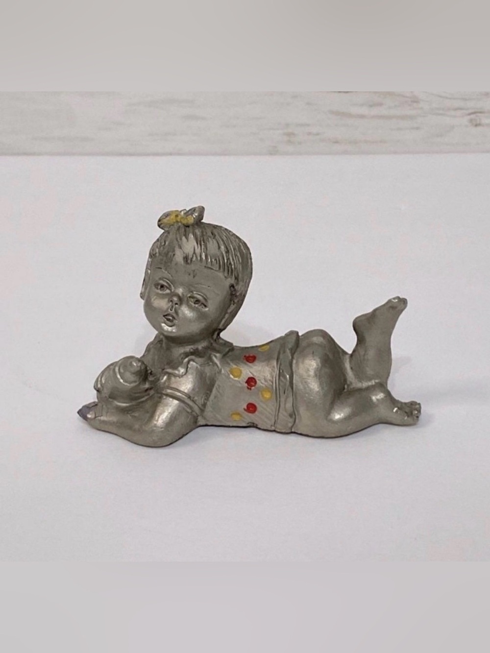 Vintage Peltro Italy Crawling Baby Pewter Figurine